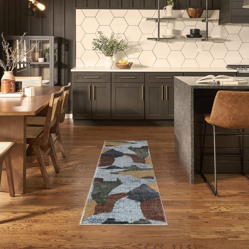 Nourison Nordic Indoor only Abstract Area Rug - 2' x 6' - Blue/Multicolor