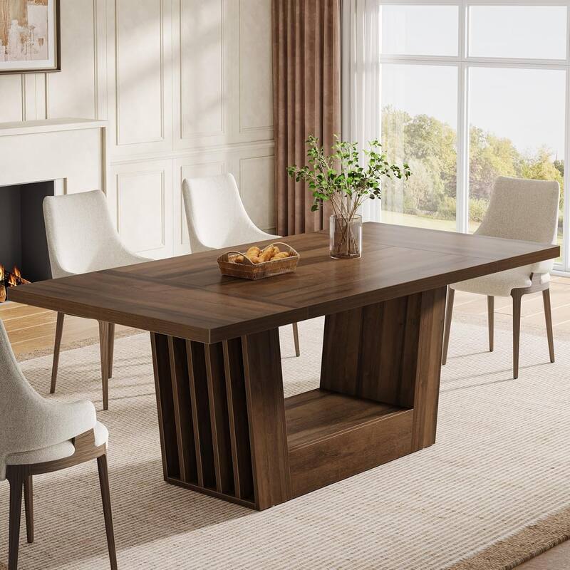 63-Inch Farmhouse Rectangular Dining Table 4-6 with Heavy-Duty Base - 62.99"L x 31.49"W x 29.52"H