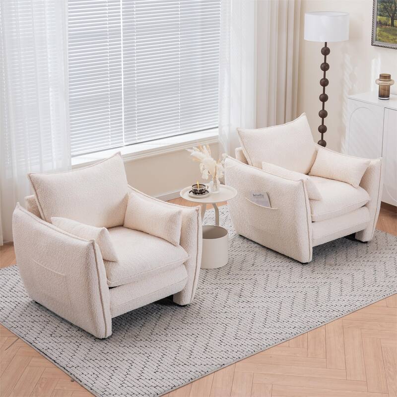 Sharp-Angle Single Sofa Chair with Side Pockets, Multifunctional Lounge Reading Chair, Ergonomic Upholstered Armchair