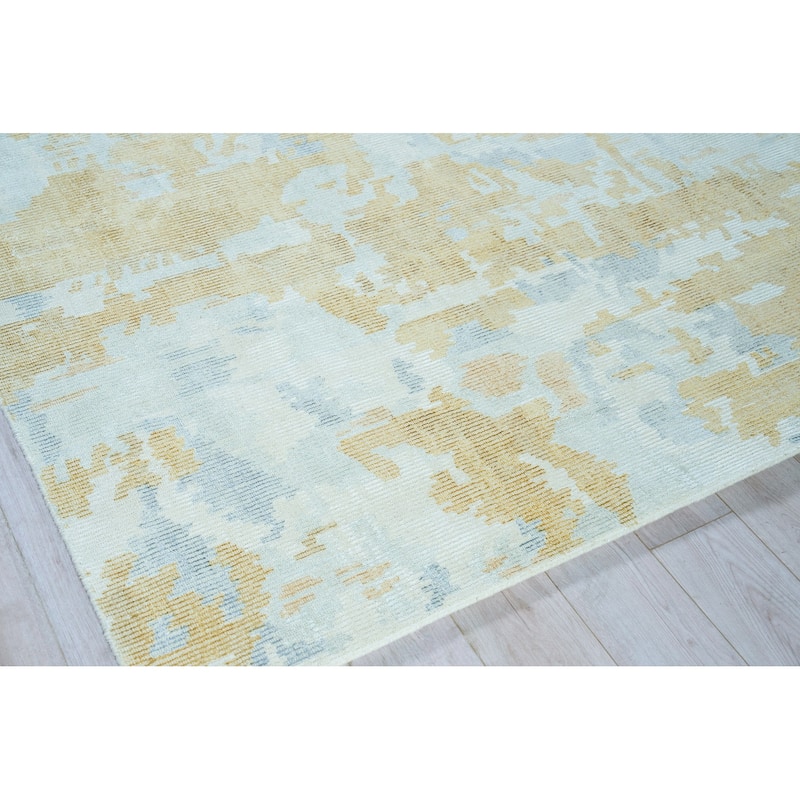 EXQUISITE RUGS Mineral Hand-loomed Wool/Bamboo Silk Silver/Gold Area Rug.