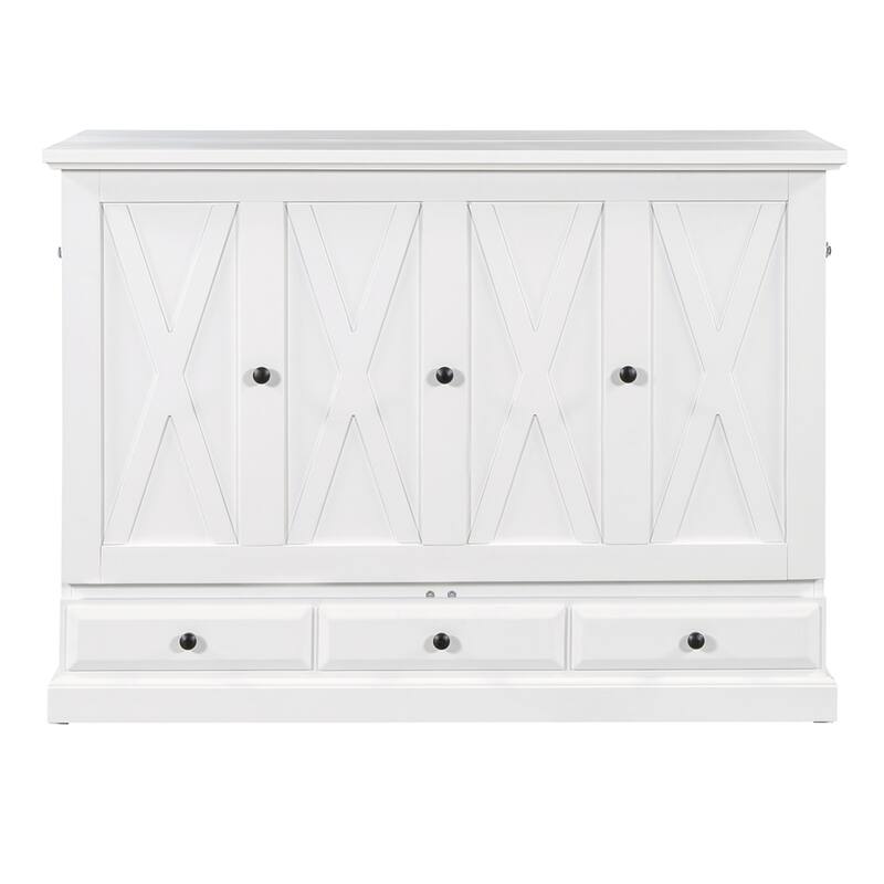 Wood Murphy Bed Chest Cube Cabinet Bed