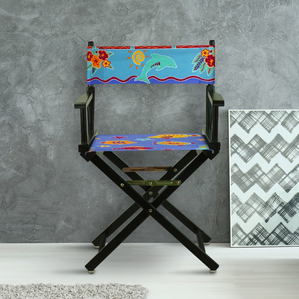 18" Director's Chair Black Frame-Tropical Sea - 21.75"W x 17"D x 33.75"H