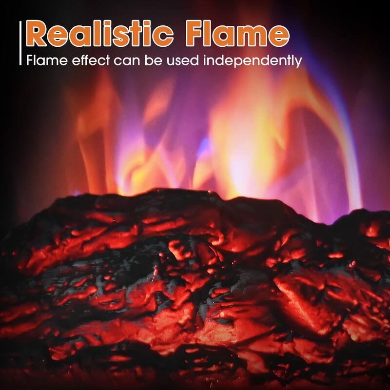 1500W Freestanding Electric Stove Fireplace Heater with Realistic Flame and Overheat protection - 14" L x 8.11" W x 18.9" H