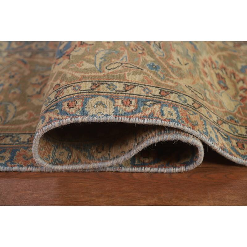 Hand Knotted Oriental 100% Wool Carpet Traditional Floral Oranges & Rust Kashan Area Rug - 13' 2'' X 9' 7''