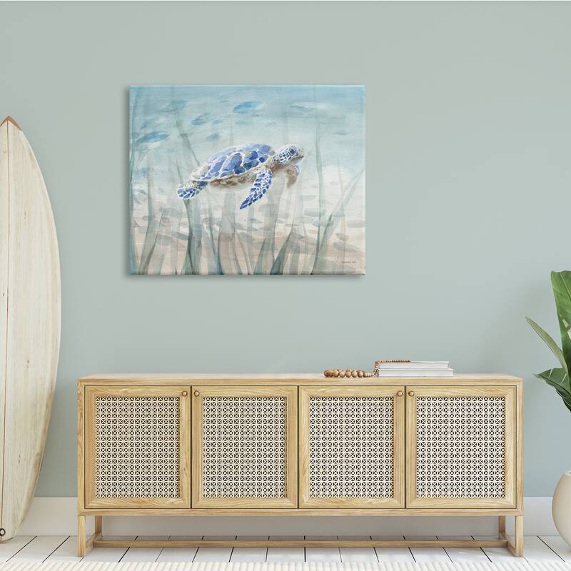 Stupell Baby Sea Turtle Blue Speckled Aquatic Animal Ocean Canvas Wall Art