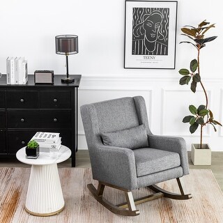 Tufted Upholstered Rocking Chair with Wood Frame - Bed Bath & Beyond ...