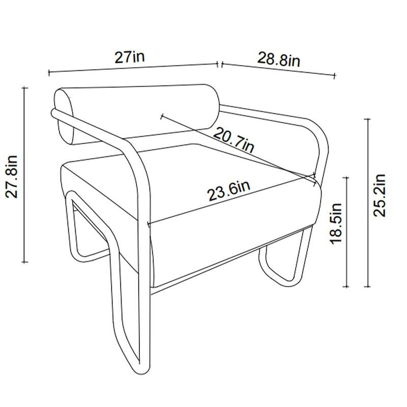 Curved Iron Armchair With Corduroy Cushion