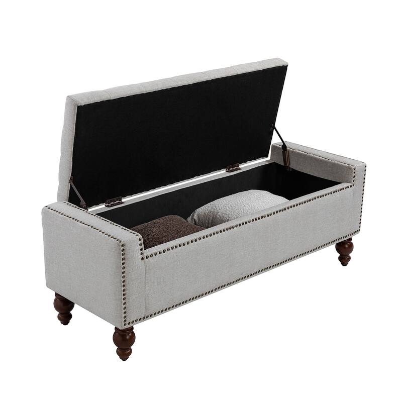 Felix Classic Button-Tufted Storage Bench With Nailhead Trims By HULALA HOME