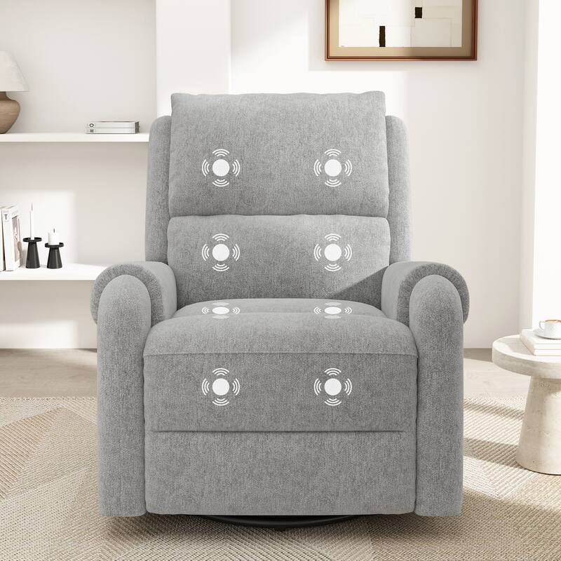 Roomfitters Manual Massage Recliner Chair with Swivel Rocker Base, Chenille Nursery Glider