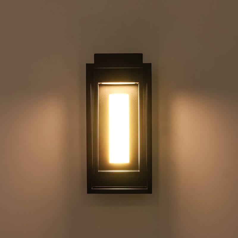 6.5" W 1-Light Modern Industrial Black Rectangle Aluminum Integrated LED Outdoor Wall Sconce
