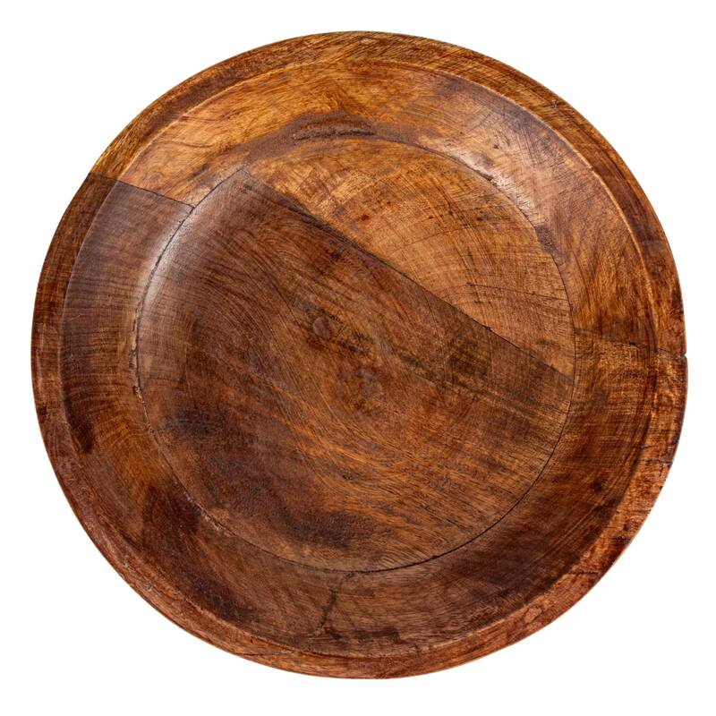 Mango Wood Footed Bowl, Walnut Finish