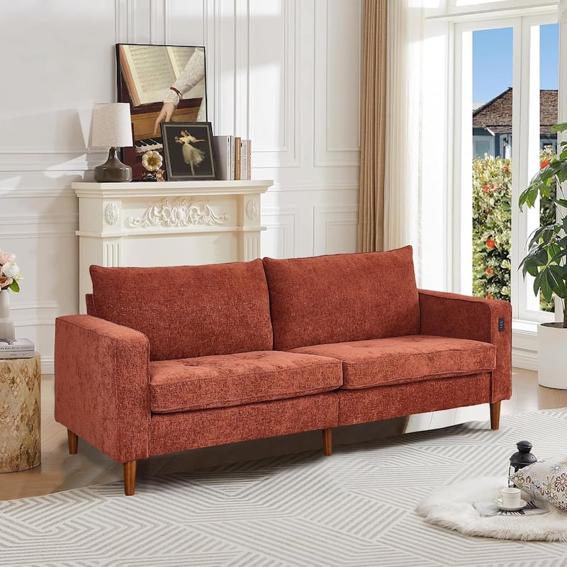 82.68'' Sofa for Living Room, Loveseat Sofa with USB/Type-C Port, Comfy Chenille Love Seat Couch with Removable Cover