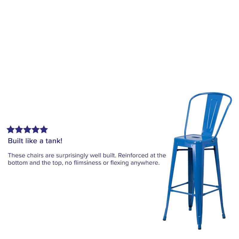 30'' High Metal Indoor-Outdoor Barstool with Back