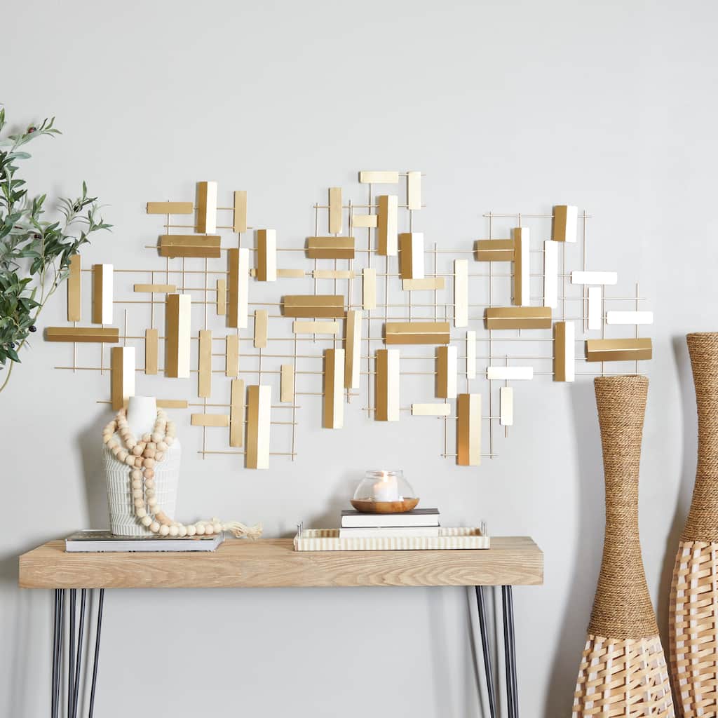 CosmoLiving by Cosmopolitan Metal 3D Stripes Geometric Wall Decor - Gold or Black