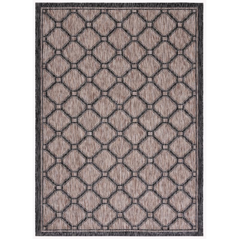 SAFAVIEH Courtyard Kremena Indoor/ Outdoor Waterproof Patio Backyard Rug - 2' x 3'7" - Natural/Black
