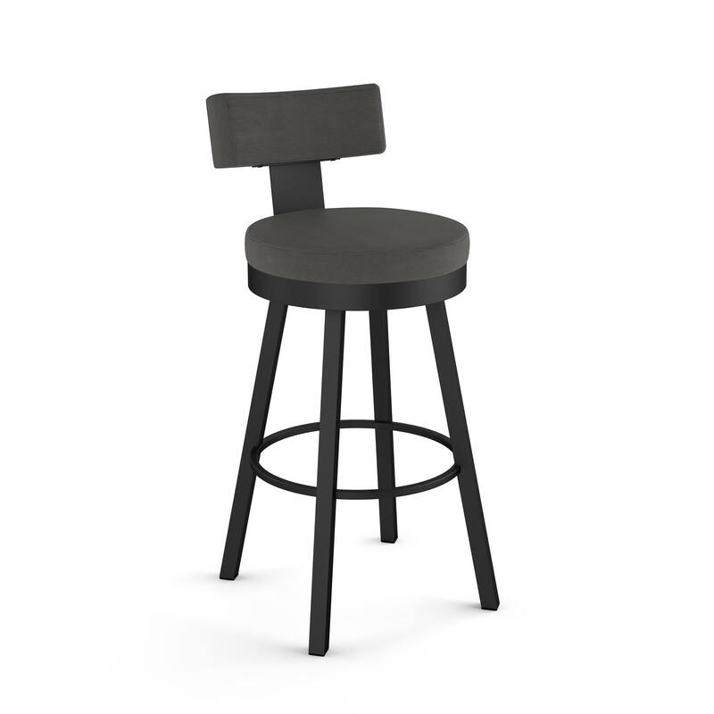 Amisco Morgan Swivel Counter and Bar Stool - Dark Grey PVC / Black Metal - Bar Height