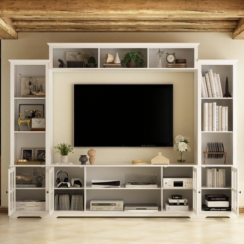 Living Room Set with TV Stand and Two Bookcases Doors 102"/68.1"W