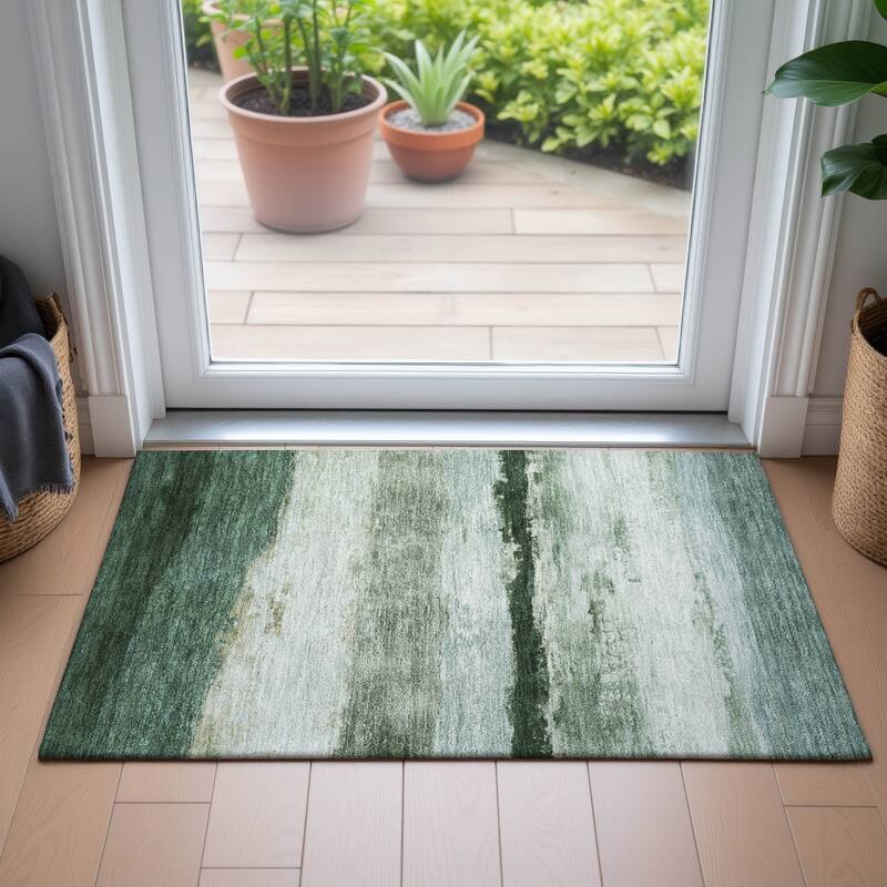 Machine Washable Indoor/Outdoor Watercolor Ombre Chantille Rug