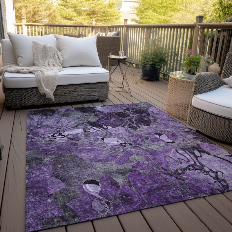 Malu Artistic Abstract Weather Resistant Timeless Fusion Outdoor Rug