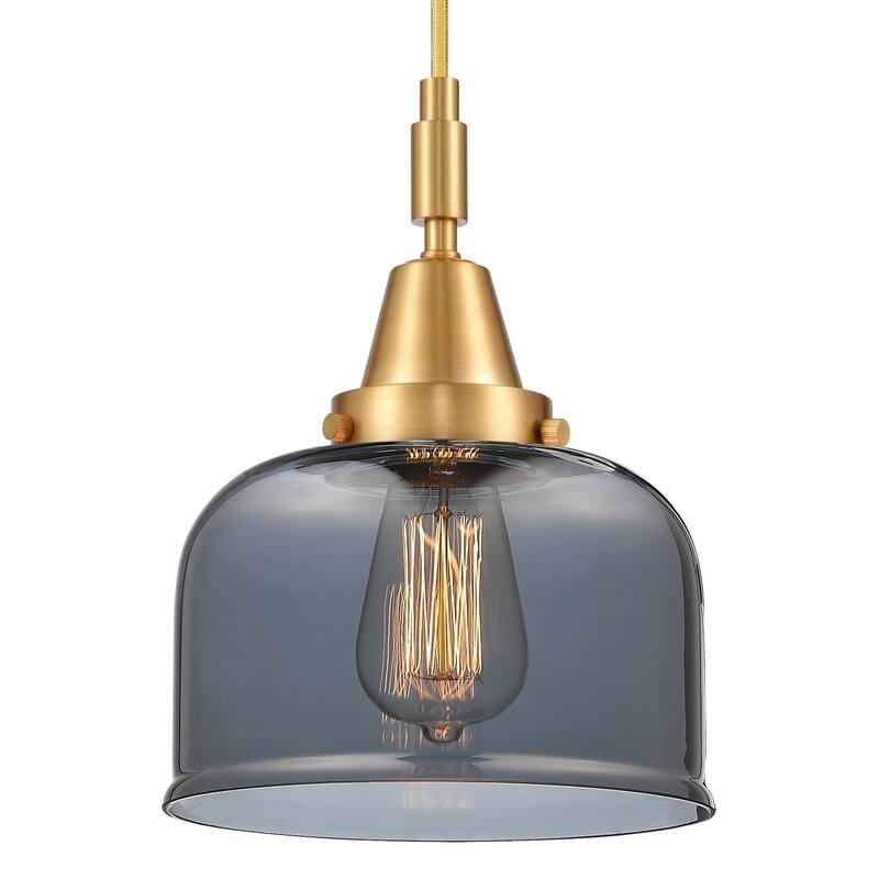 Innovations Lighting 447-1P-G73 Bell 8" Wide Mini Pendant with Light - Satin Gold