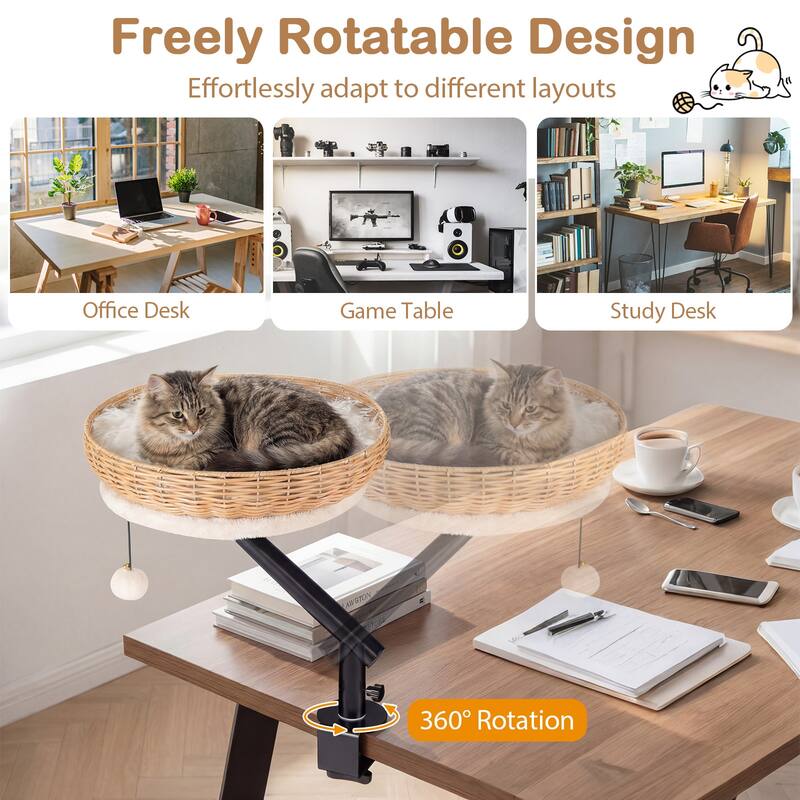 Gymax Cat Desk Bed for Indoor Cats w/Removable Padded Cushion Hanging