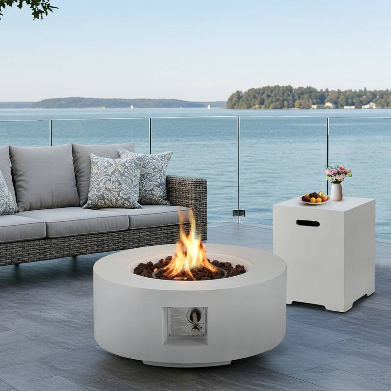 Outdoor Propane Fire Pit Table with Tank Storage and Weather-Resistant Cover