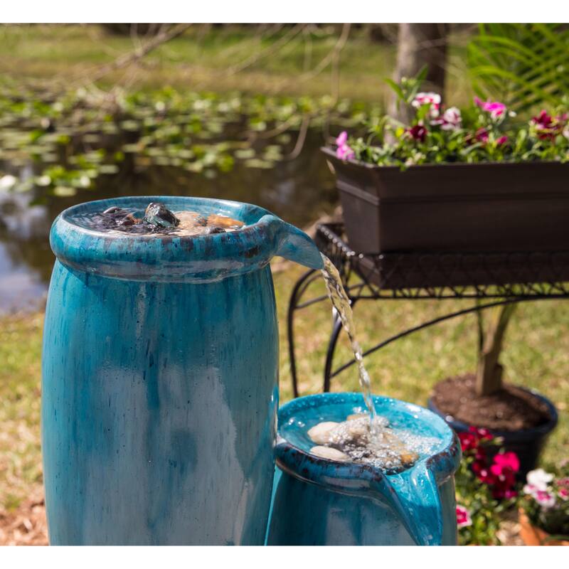 Kenroy Home Vessel Cascading Floor Fountain - Blue