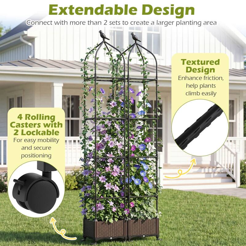 Costway 1/2 PCS Raised Garden Bed Tomato Cage Planter Box with