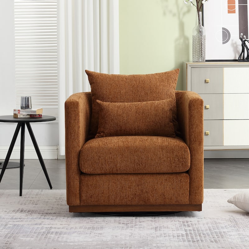Modern 31.5" Chenille Upholstered 360° Swivel Accent Chair with Sturdy Hardwood Frame for Living Room
