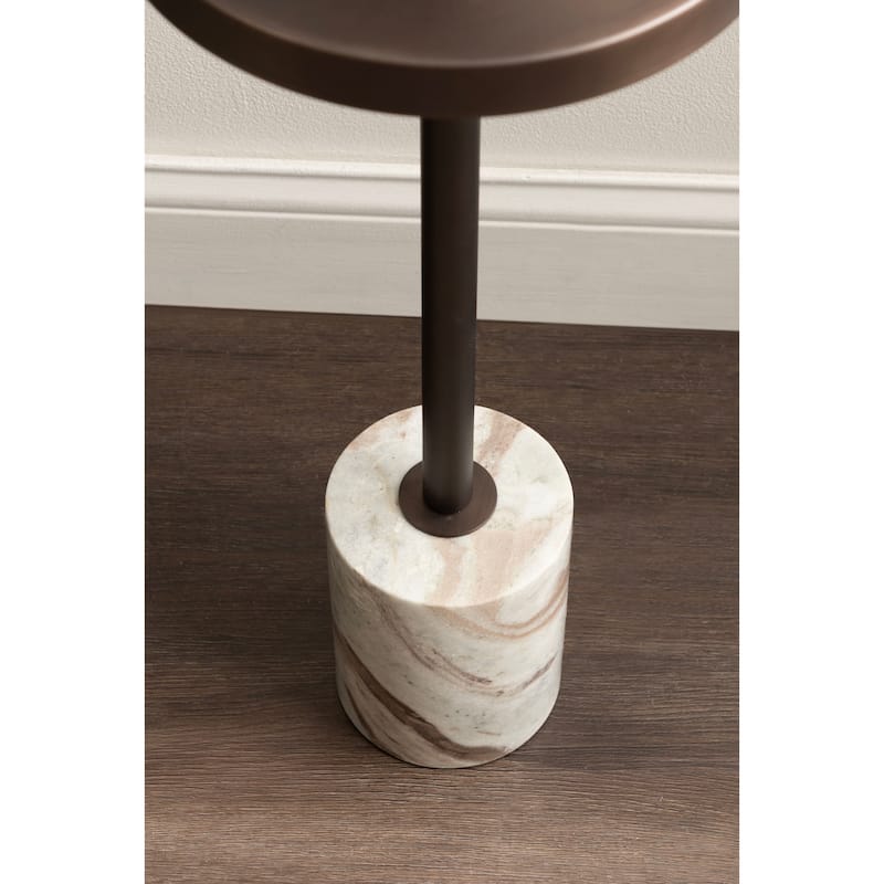 Kate and Laurel Hescott Metal and Marble Pedestal Table