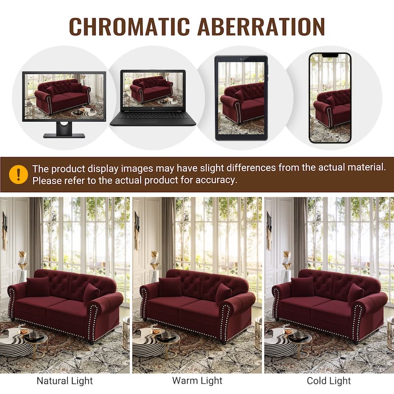 Mid-Century Modern Chesterfield Sofa with Button Tufted