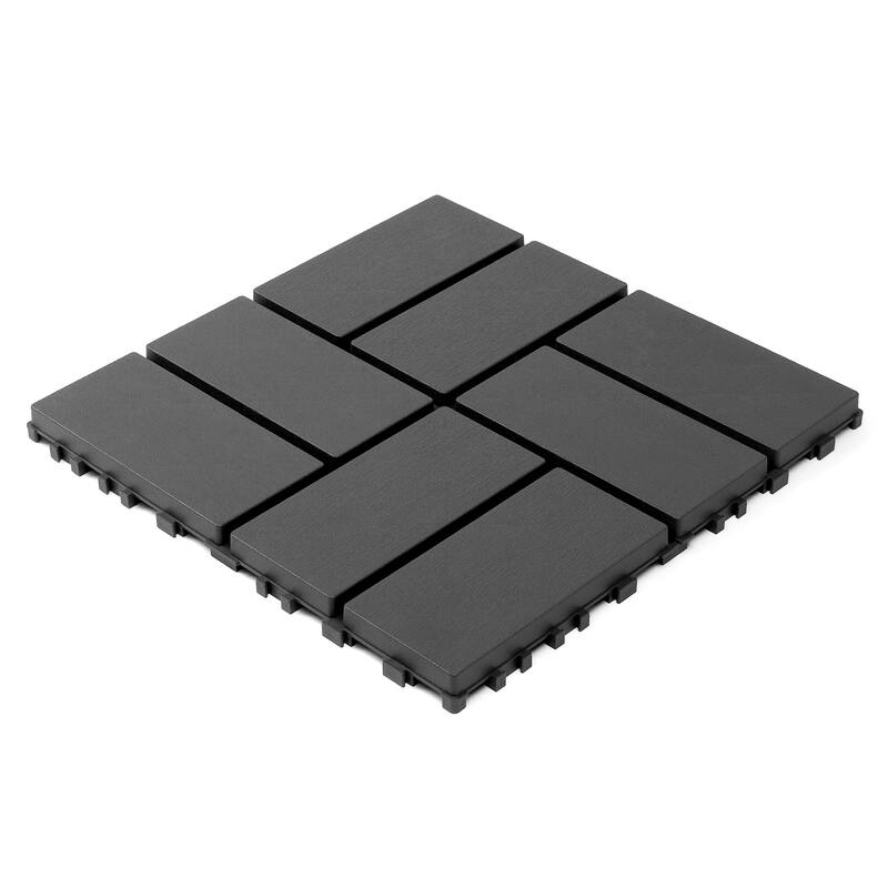 Plastic interlocking decking tiles, 44 packs of terrace decking tiles, 12 inches x 12 inches waterproof - Grey