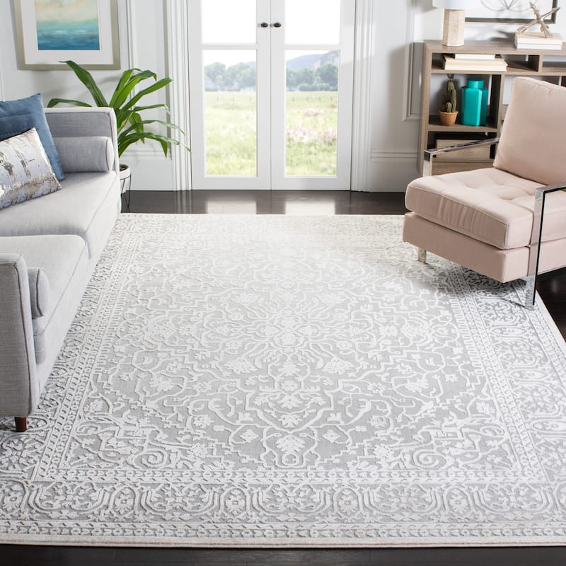 SAFAVIEH Reflection Suhad Oriental Rug - 9' x 12' - Light Grey/Cream