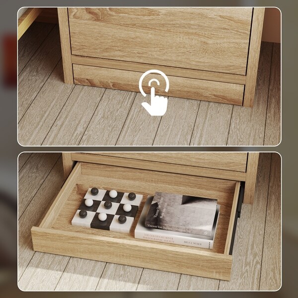 Nightstand with 4 Drawers, Hidden Storage Cabinet, NFC Lock,End