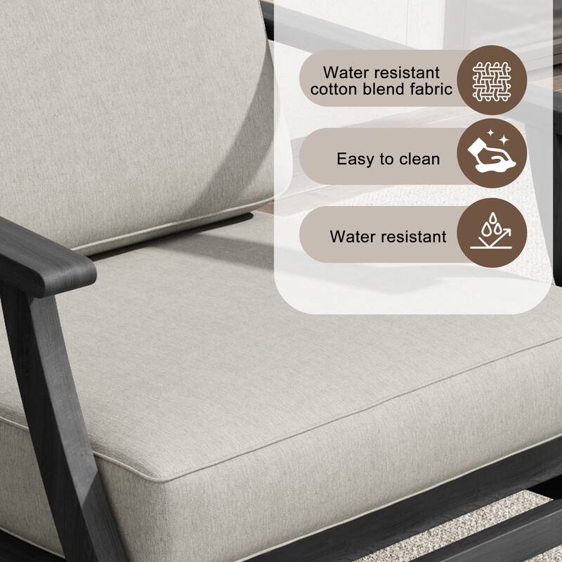 Teak Outdoor Patio Club Chairs Loveseat with Cushions