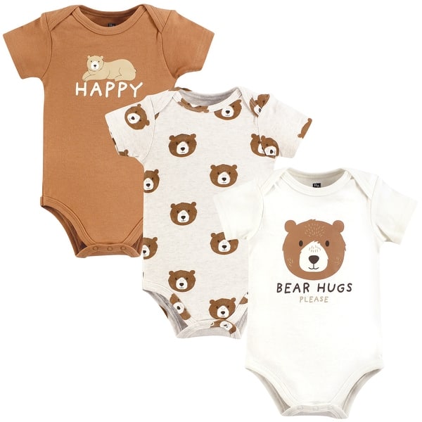 slide 1 of 1, Hudson Baby Cotton Bodysuits, Bear Hugs 12-18 Months - Bear Hugs
