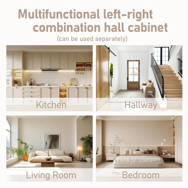 Multifunctional Left-Right Combination Hall Cabinet with Storage and 4 Hooks