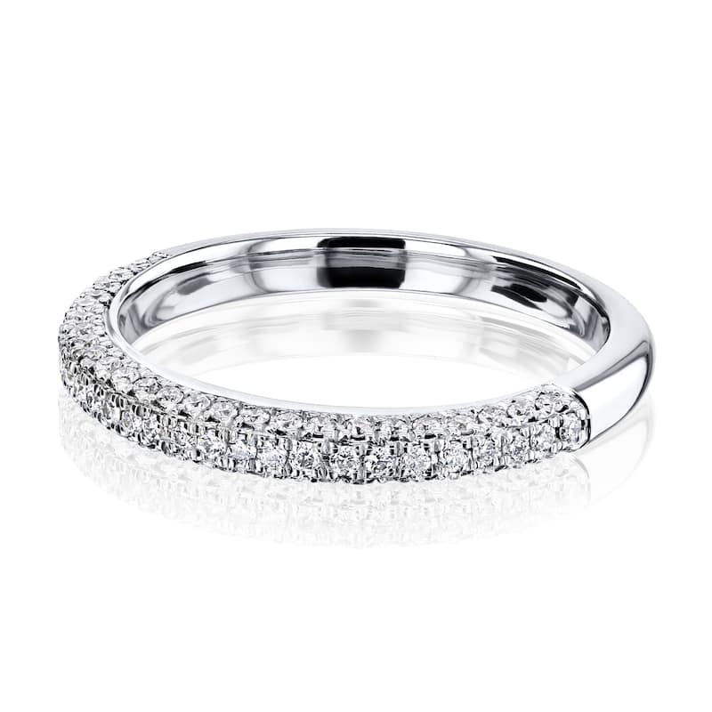 Annello by Kobelli 14k White Gold 1/3ct TDW Pave Diamond Wedding Band