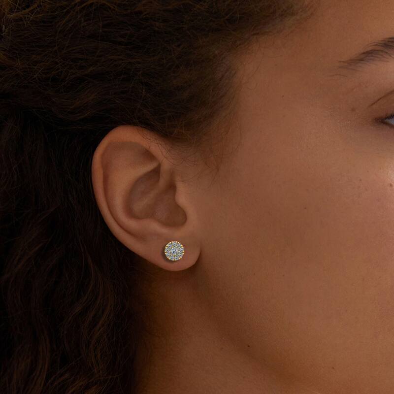 1/3ct TDW Diamond Cluster Heart Stud Earrings in 10K Yellow Gold for Women