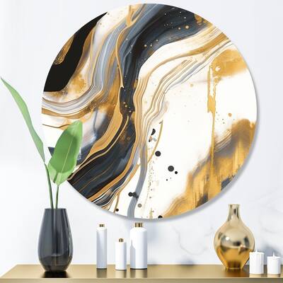 Designart "Marble Painting Textured I" Abstract Marble Metal Round Wall Art