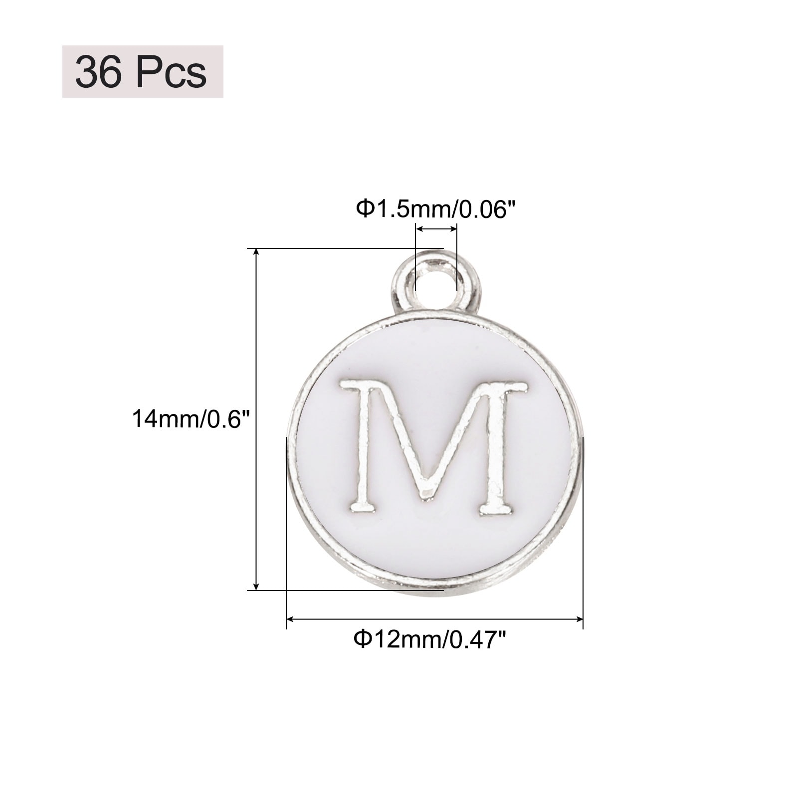 Pendants Letter Charm Initial Charm Double Sided Enamel Alphabet for DIY Necklace Earring Jewelry Making - White