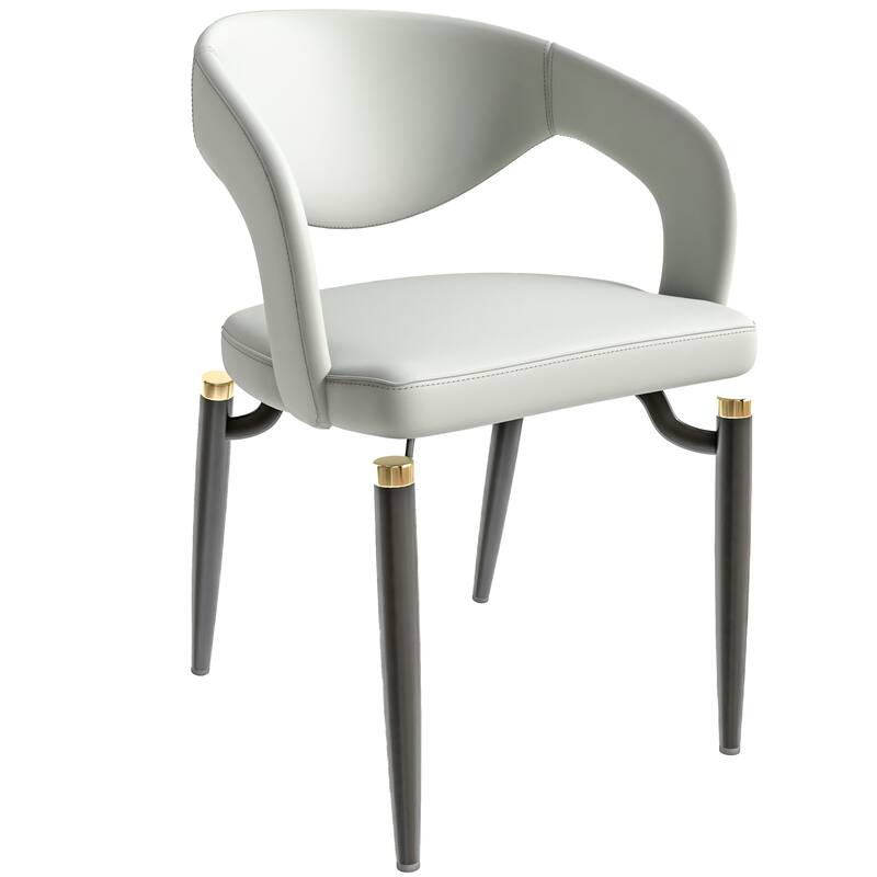 Entice Dining Chairs Upholstered Leather with Iron Legs Modern Accent Arm Chairs - Grey