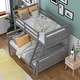 preview thumbnail 3 of 7, Gray Twin/Full Bunk Bed with Guardrail & Ladder