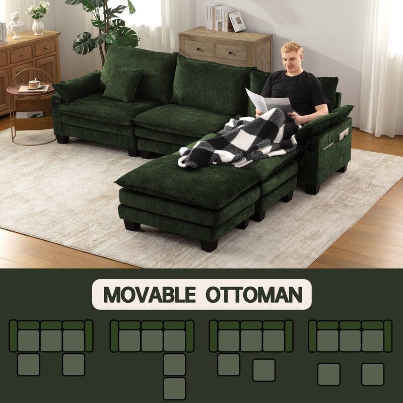 Living Room Furniture Sets, Modular Sectional Sofa Set with Ottoman for Living Room, Convertible Sofa Couch