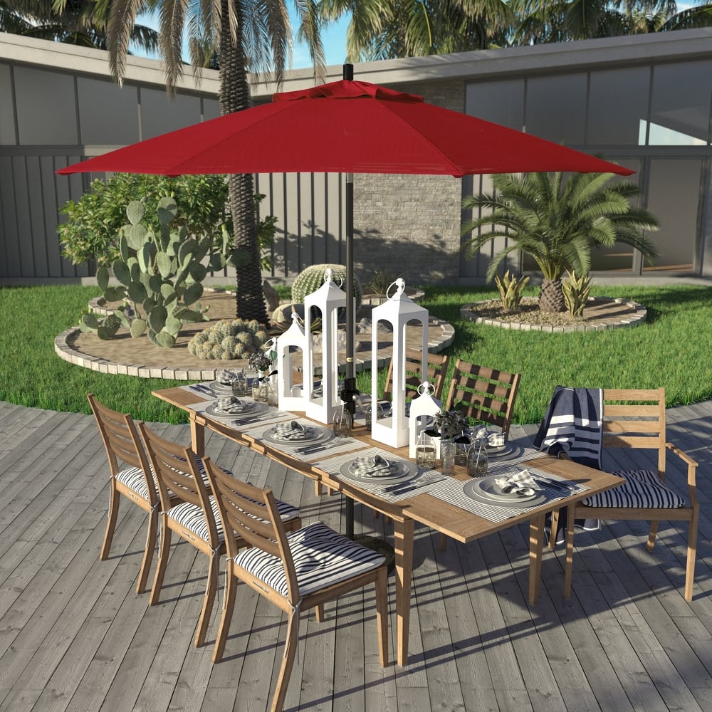 California Umbrella 9' Rd Golden State Series Patio Umbrella Black Aluminum Frame Crank Lift Collar Tilt Sunbrella Cilantro