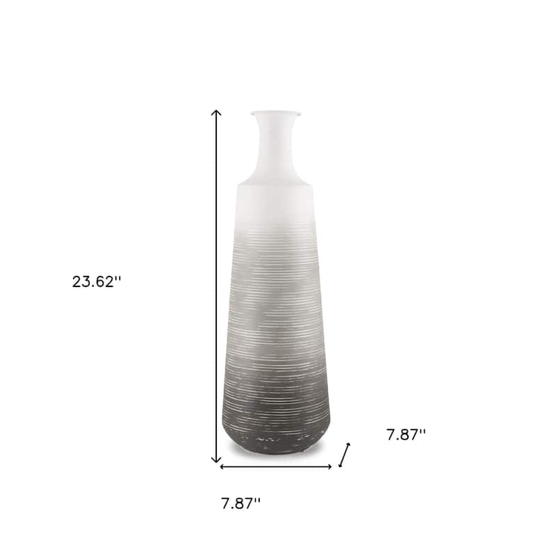 24" Gray And White Ombre Metal Table Vase - 7.87