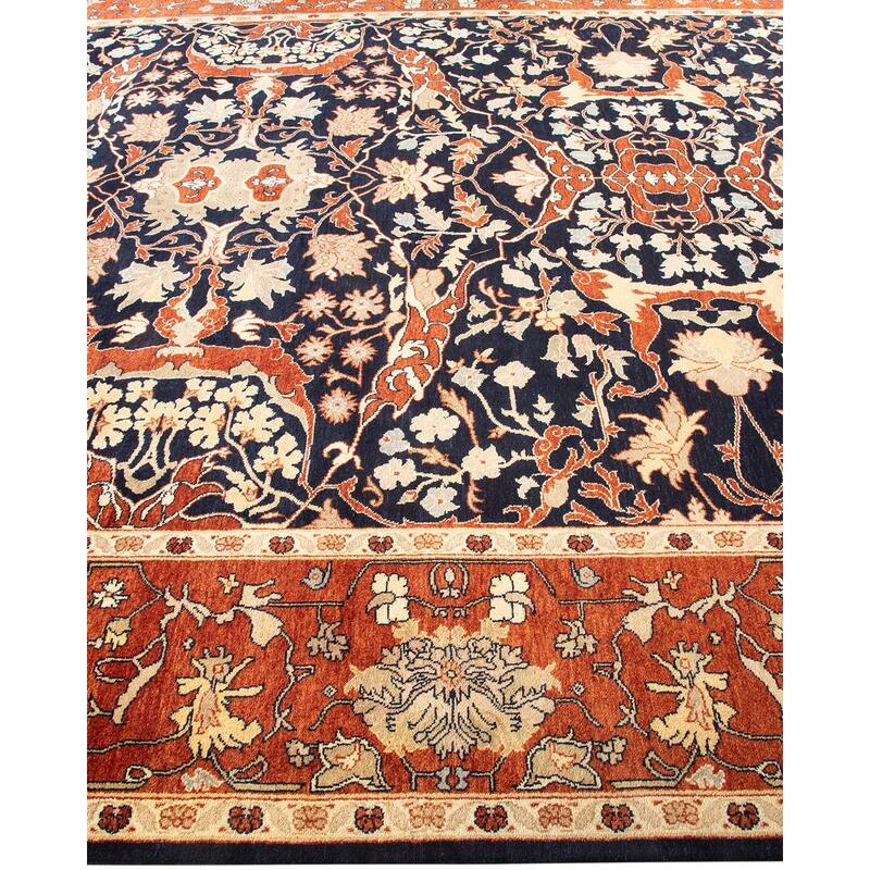 Overton Hand Knotted Wool Vintage Inspired Traditional Mogul Blue Area Rug - 9 x 12
