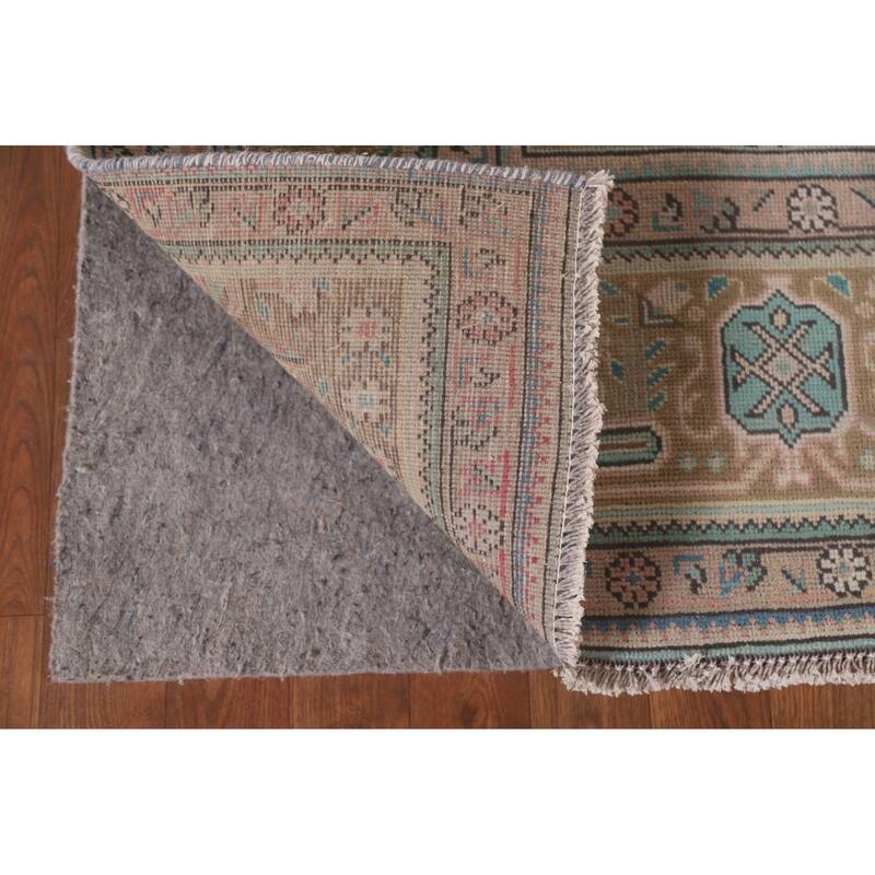 Hand Knotted Oriental 100% Wool Carpet Traditional Medallion Pink Tabriz Area Rug - 9' 4'' X 6' 5''