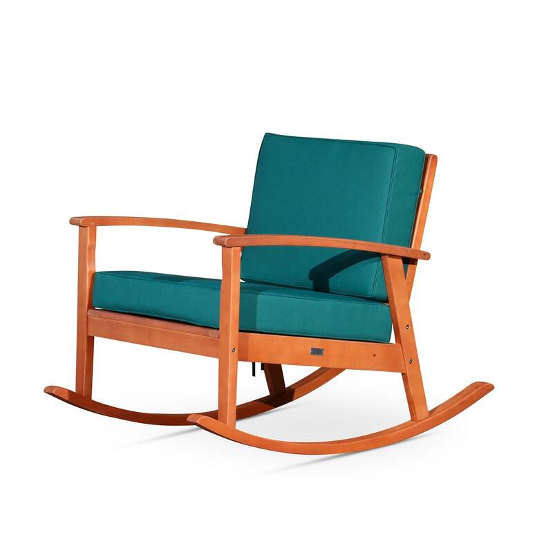 Eucalyptus Rocking Chair with Cushions, Natural Oil Finish