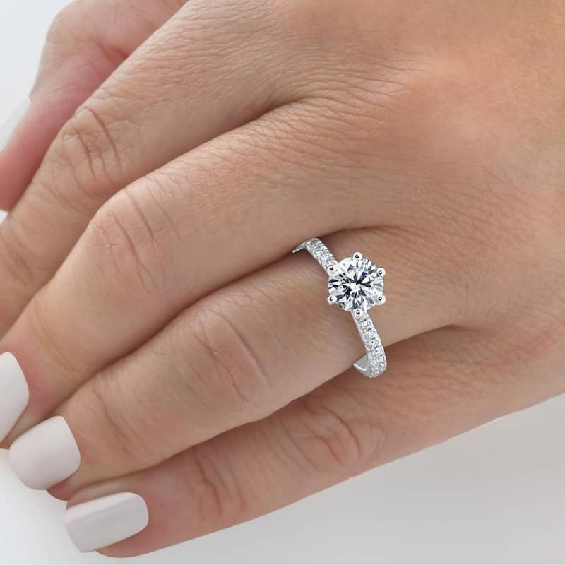 1.90Ct Side Halo Round Diamond Engagement Lab Grown in White or Yellow Gold